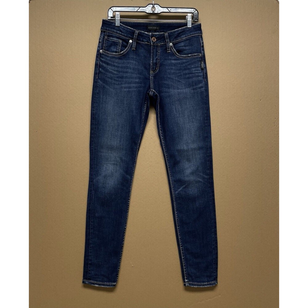 Silver Jeans Boyfriend Women's Size 28 Embroidered Stretch Blue Denim Jeans - Picture 3 of 9